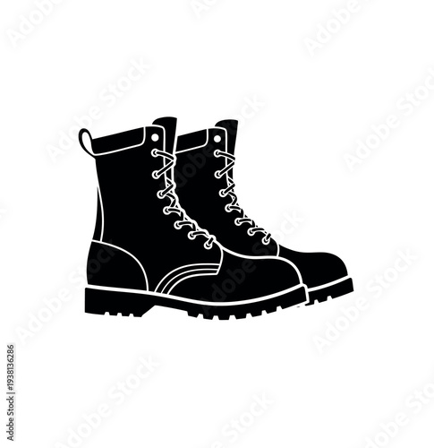 Black Combat Boots with Laces.