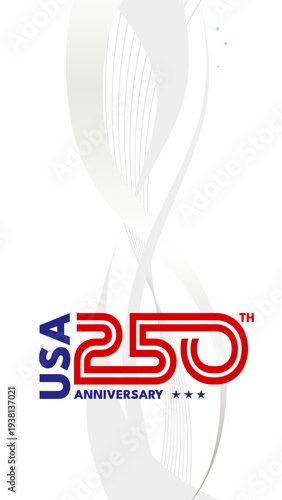 United states 250th anniversary, celebration banner set. Vector illustration of national holiday, 1776-2026, stars and stripes design