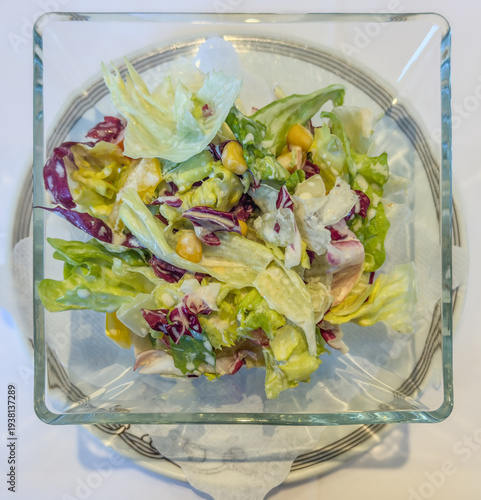 salad in a glass bowl