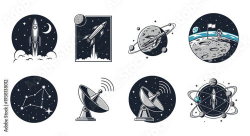 Collection of Space Exploration and Astronomy Icons.