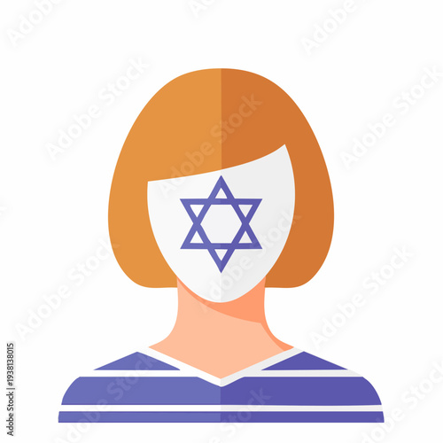Woman with face mask featuring a Star of David