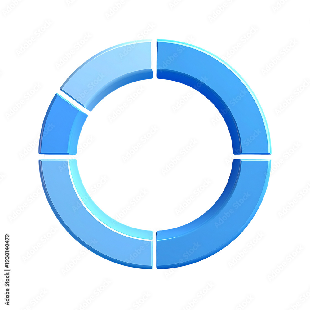 Naklejka premium Blue pie chart segments isolated