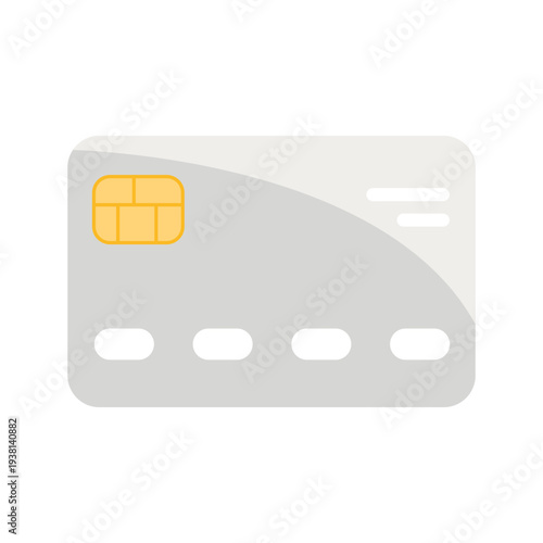 Credit Card Icon for Online Payment and Banking Transactions, Vector Flat Illustration of Debit Card with Chip for E-commerce, Financial Security, Money Transfer and Digital Wallet. Vector EPS 10.