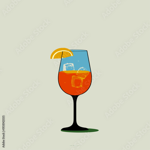 Minimalist Aperol Spritz Contour Glass Illustration