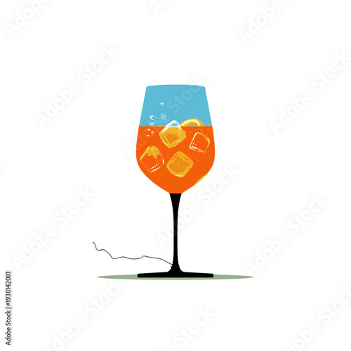 Minimalist Aperol Spritz Contour Glass Illustration
