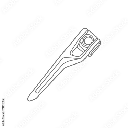 Outline illustration of a precise cuticle nipper, an essential tool for effective nail care and professional manicure or pedicure grooming, showcasing its ergonomic design and sharp cutting edge