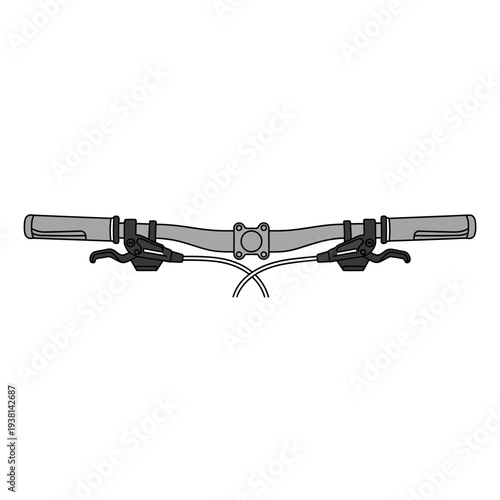 Bicycle handlebars illustration showing MTB mini pump attachment from a straightforward perspective