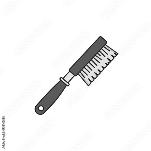 Clean and crisp vector illustration of a sturdy hand-held scrubbing brush, an essential tool designed for effective cleaning tasks and maintaining hygiene in various domestic and professional settings
