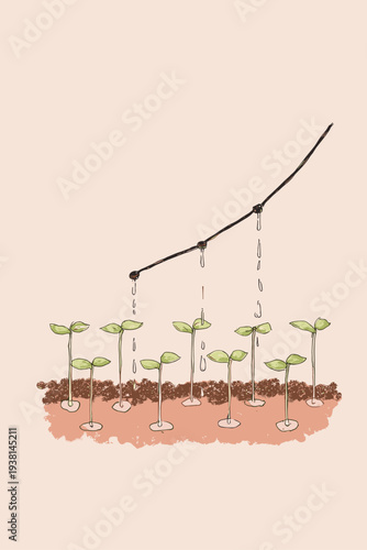 Overhead Drip Irrigation Emitter on Seedlings