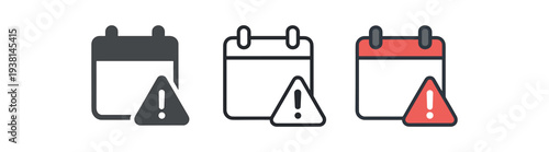 deadline three calendar page with tiny exclamation mark shape red and white