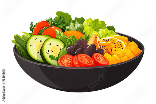 Vegan Buddha Bowl - Fresh and Nutritious Vegan Dish - Isolated on White Background