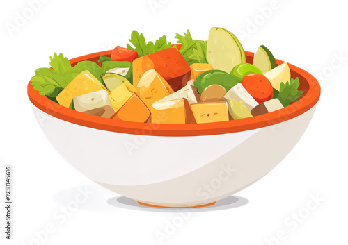 Vegan Buddha Bowl - Fresh and Nutritious Vegan Dish - Isolated on White Background