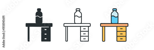 daily routine water bottle on office desk