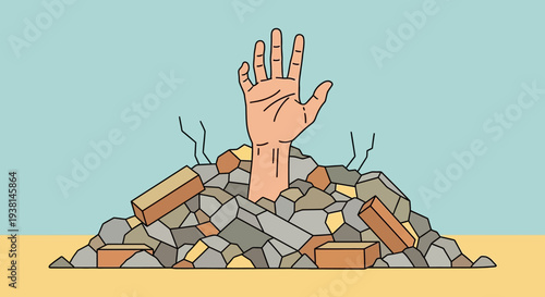 Hand From Rubble Pile.