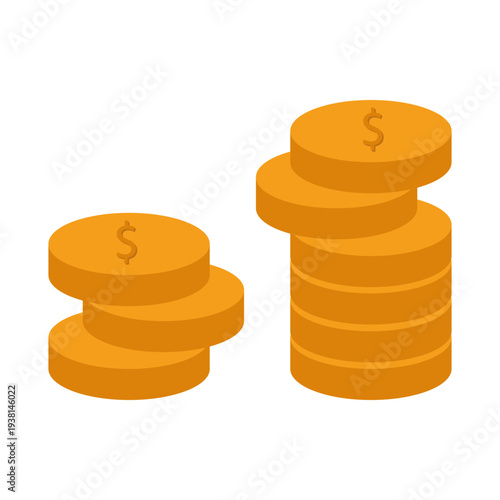Stack of Gold Coins Icon for Financial Growth and Banking, Vector Flat Illustration of Money Savings, Wealth, Profit, Cash Capital, Business Investment and Digital Currency Transaction. Vector EPS 10.