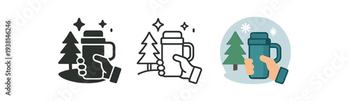 seasonal outdoor winter thermos cup during walk