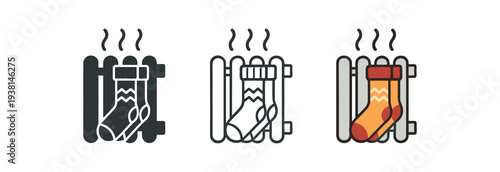 seasonal evening winter knit socks pair beside radiator