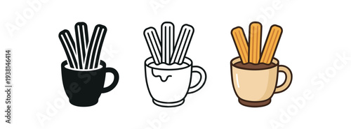 street food churros with chocolate cup