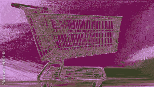 Abandoned Retail Cart, Empty Wireframe Design, Consumerism Concept