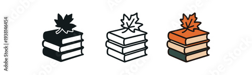 seasonal reading autumn stack of books with little leaf