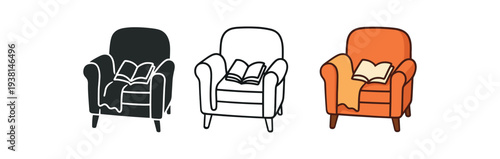 seasonal reading autumn armchair with blanket and open book