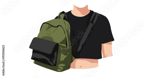 Man with green backpack.