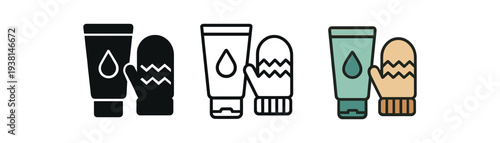 self care hand cream tube and cozy mitten