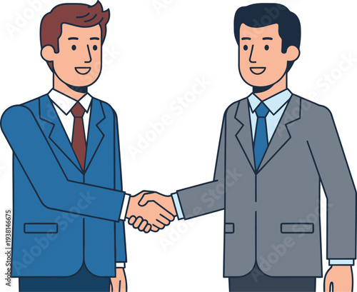 Two businessmen shake hands firmly to finalize a professional partnership.