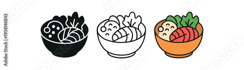 healthy food poke bowl with rice fish and vegetables