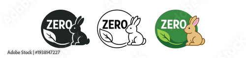 zero contain eco vegan icon with leaf and cruelty free bunny
