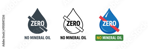 zero contain no mineral oil droplet badge with slash