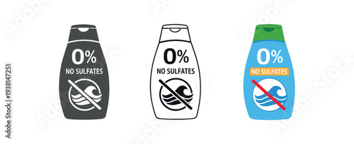 zero contain no sulfates shampoo bottle with wave line cross