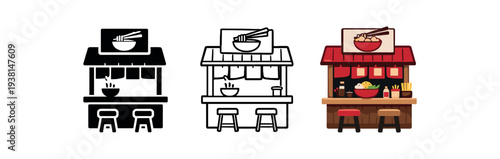 cozy street food ramen bar stall chopsticks sign cozy design
