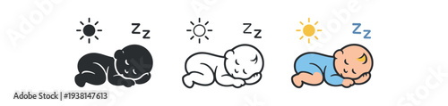 newborn daytime nap icon on light background. baby sleeping during day. rest cycle symbol