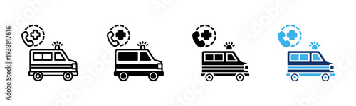 Ambulance Service icon set multiple style collection