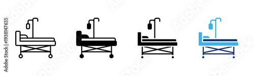 Hospital Bed icon set multiple style collection