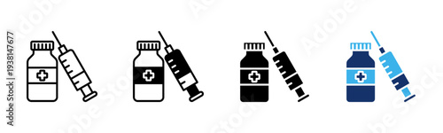 Vaccination icon set multiple style collection