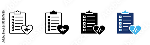 Health Check icon set multiple style collection