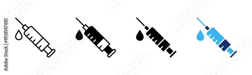 Syringe Injection icon set multiple style collection