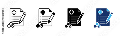 Prescription icon set multiple style collection