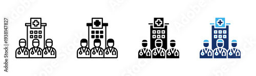 Healthcare Staff icon set multiple style collection