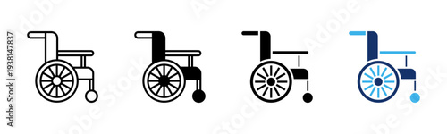 Wheelchair icon set multiple style collection