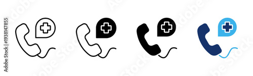 Emergency Call icon set multiple style collection