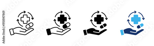 Recovery Care icon set multiple style collection