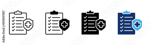 Medical Insurance icon set multiple style collection