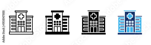 Clinic Building icon set multiple style collection