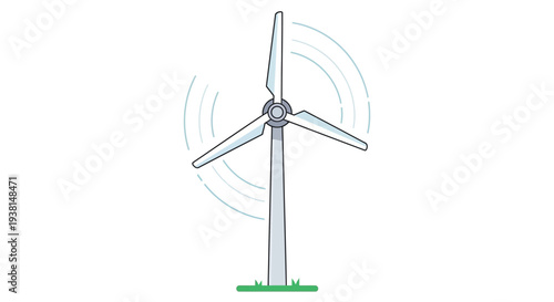 Wind turbine generating renewable energy on a green field.