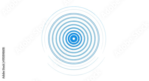 Concentric blue circles on white background forming a spiral pattern.