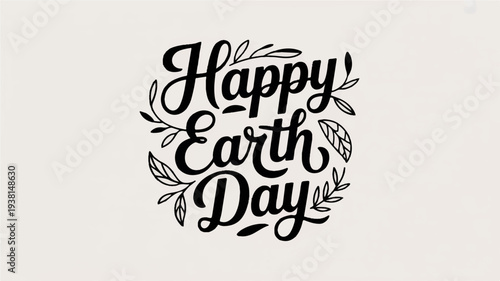 Earth day celebration with happy earth day text and leafy wreath on beige background