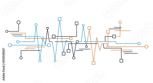 Abstract Circuitry and Wires Interconnected.